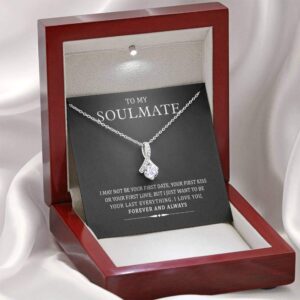 Soulmate Necklace for Wife, Girlfriend | To My Soulmate Necklace for Women | Luxurious Gift Box | Ideal for Valentine's Day, Christmas, Birthdays | Elegant 14k White Gold over Stainless Steel