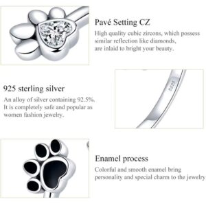 Qings Dog Paw Open Ring 925 Sterling Silver Adjustable Pet Footprint Ring Gift for Mom and Wife