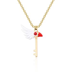 FAADBUK Anime Card Captor Sakura Jewelry Kinomoto Sakura Star Wand Necklace Card Captor Sakura Keychain Card Captor Sakura Lover Gift (Sakura Star NK -S)