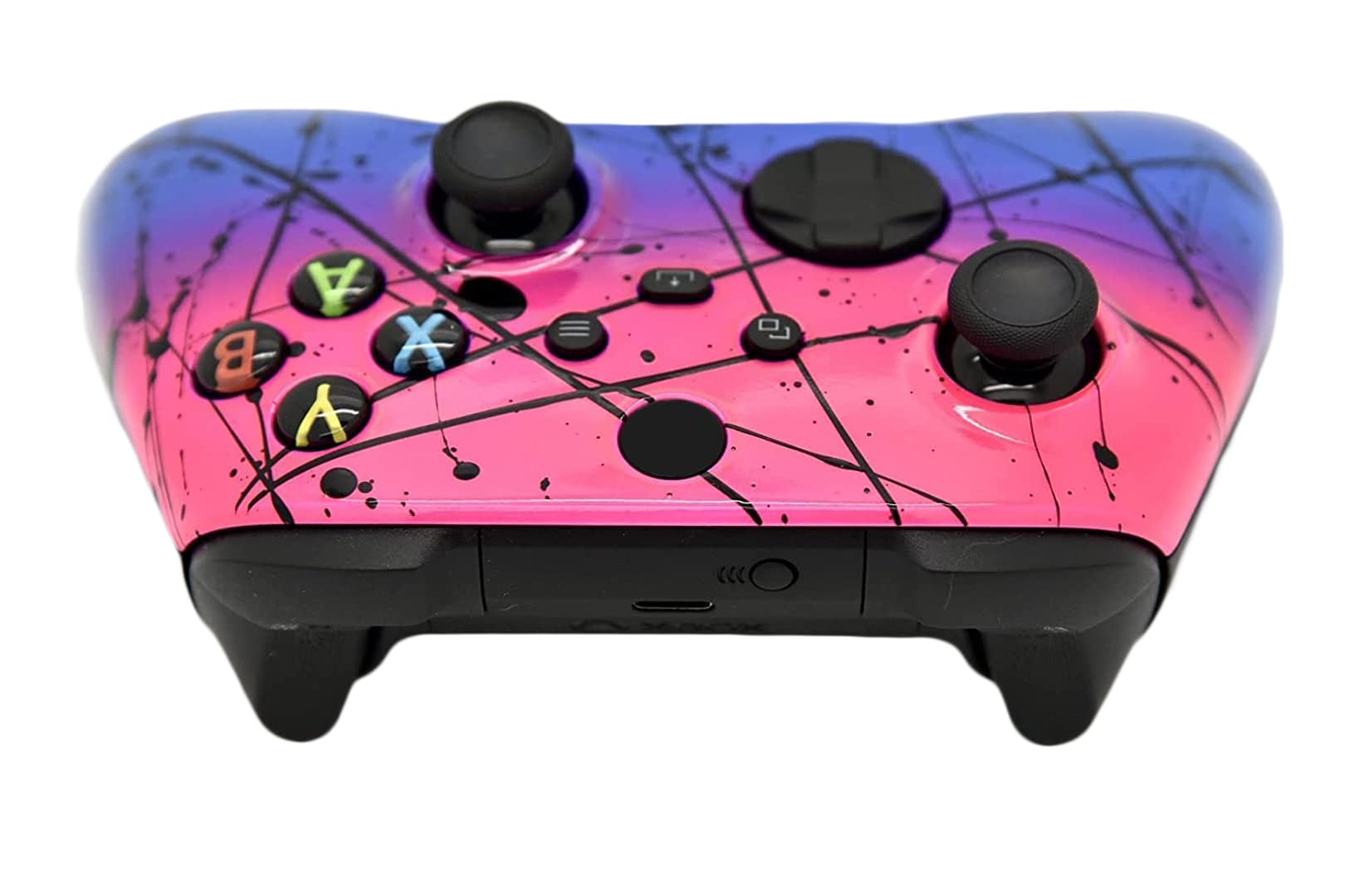 Hand Airbrushed Fade Custom Controller Compatible with Xbox Series X/S & Xbox One (Series X/S Hot Pink & Blue)