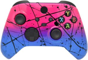 hand airbrushed fade custom controller compatible with xbox series x/s & xbox one (series x/s hot pink & blue)