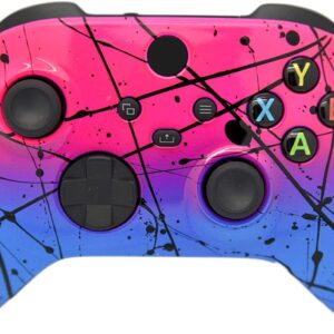 Hand Airbrushed Fade Custom Controller Compatible with Xbox Series X/S & Xbox One (Series X/S Hot Pink & Blue)