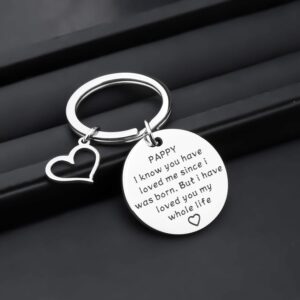 BLEOUK Pappy Keychain Grandpa Gift Father’s Day Gift Birthday Gift for Grandpa Pappy (love since PAPPY)