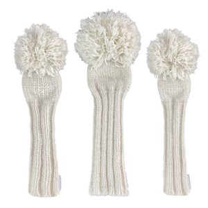 sunfish knit wool golf headcover set white out driver fairway hybrid all white