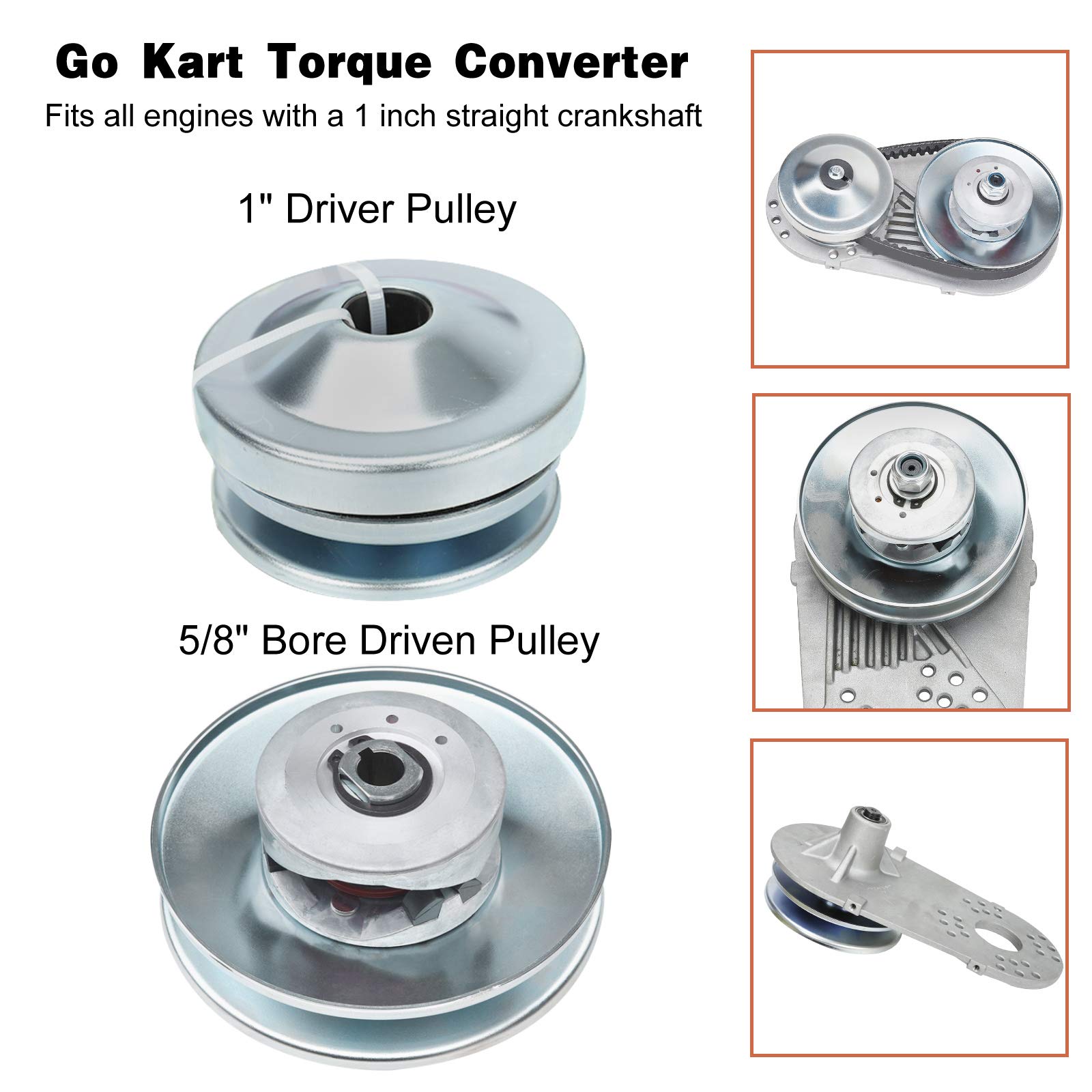 BLACKHORSE-RACING 1" Go Kart Torque Converter CVT Comet Clutch Go Kart Clutch Replaces Comet 219554A 203814A TAV2 30-75 Yerf Dog Manco Mini Bike 10T #40/41 Chain