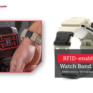 Hornady RFiD Watch Band Tag - Universal RFID Tag Attaches to your Watch Band, Opens Your RFID Safe - Keep Your Safe Key Accessible, Slips Onto Your Watch Band - Black Logo