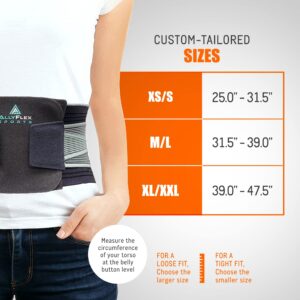 AllyFlex Sports® - Lumbar Support Belt for Women for Back Pain, Slim-Fit Back Brace for Men, Breathable Compression Back Support Brace, 41.5 inches, Medium/Large