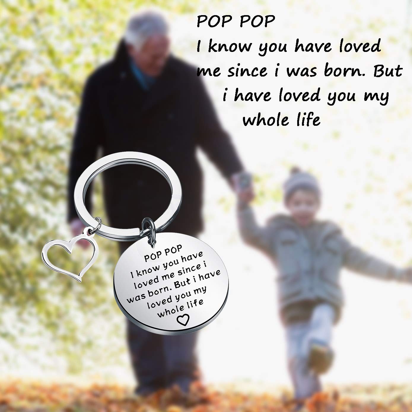 TIIMG PoP PoP Keychain Grandpa Birthday Gifts Father’s Day Gift PoP PoP Birthday Gifts from Grandkids (POP POP i know)