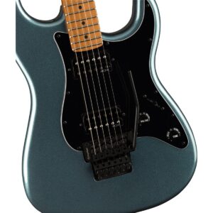 Squier Contemporary Stratocaster HH Floyd Rose Electric Guitar, with 2-Year Warranty, Gunmetal Metallic, Roasted Maple Fingerboard