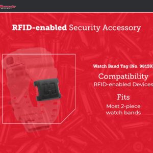 Hornady RFiD Watch Band Tag - Universal RFID Tag Attaches to your Watch Band, Opens Your RFID Safe - Keep Your Safe Key Accessible, Slips Onto Your Watch Band - Black Logo