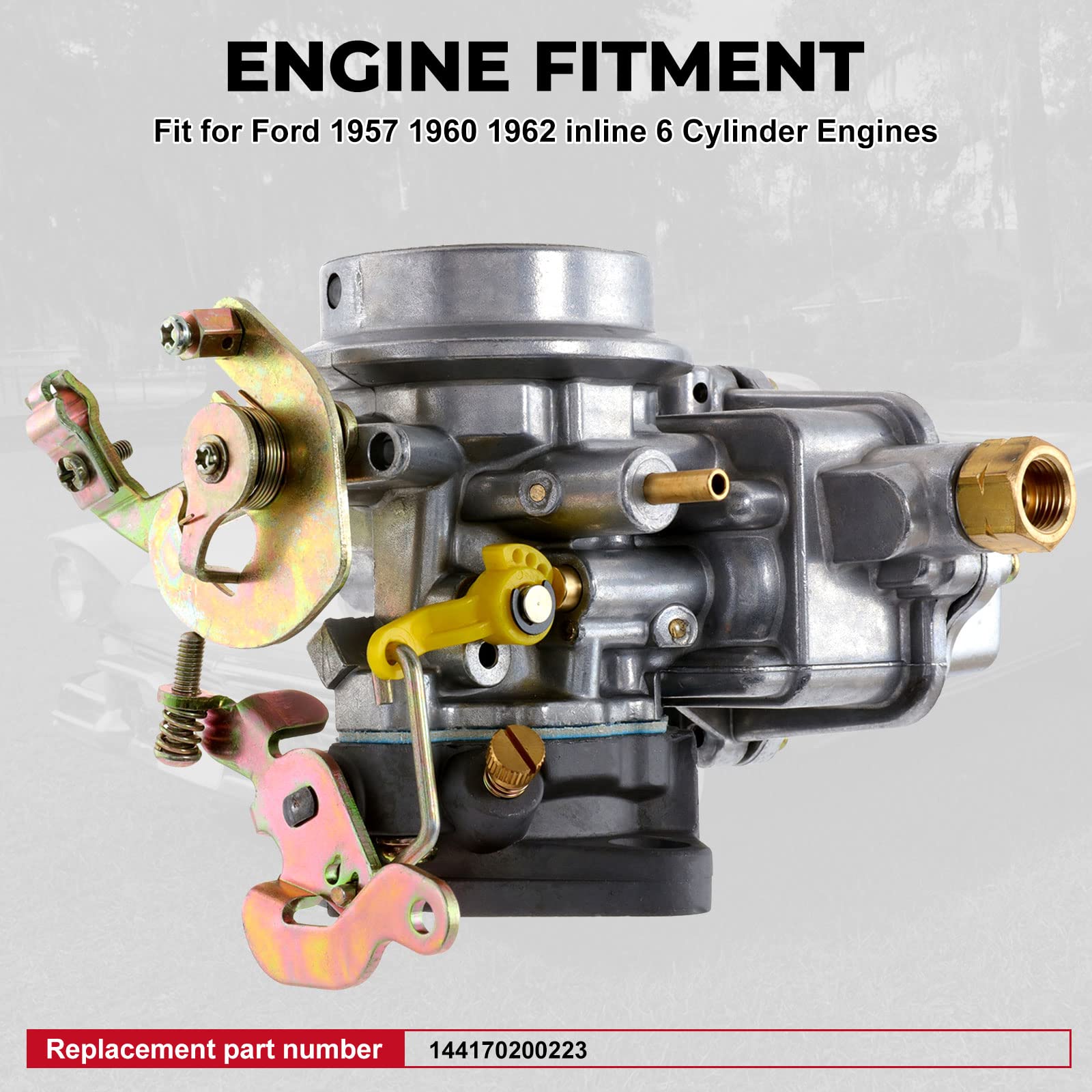 ALAVENTE Carburetor For Ford 1957 1960 1962 144 170 200 223 6-Cyl 4-Cyl 1 Barrel Replace 1904 holley Manual Choke…