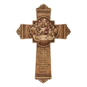 joseph's studio by roman - last supper wall cross, carved wood look, renaissance collection, 10.25" w, resin and stone, decorative, spiritual, religious, durable, long lasting