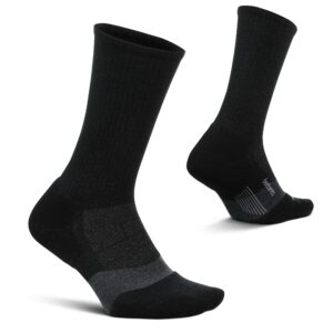 feetures merino 10 cushion crew sock stripe (1 pair) medium, charcoal