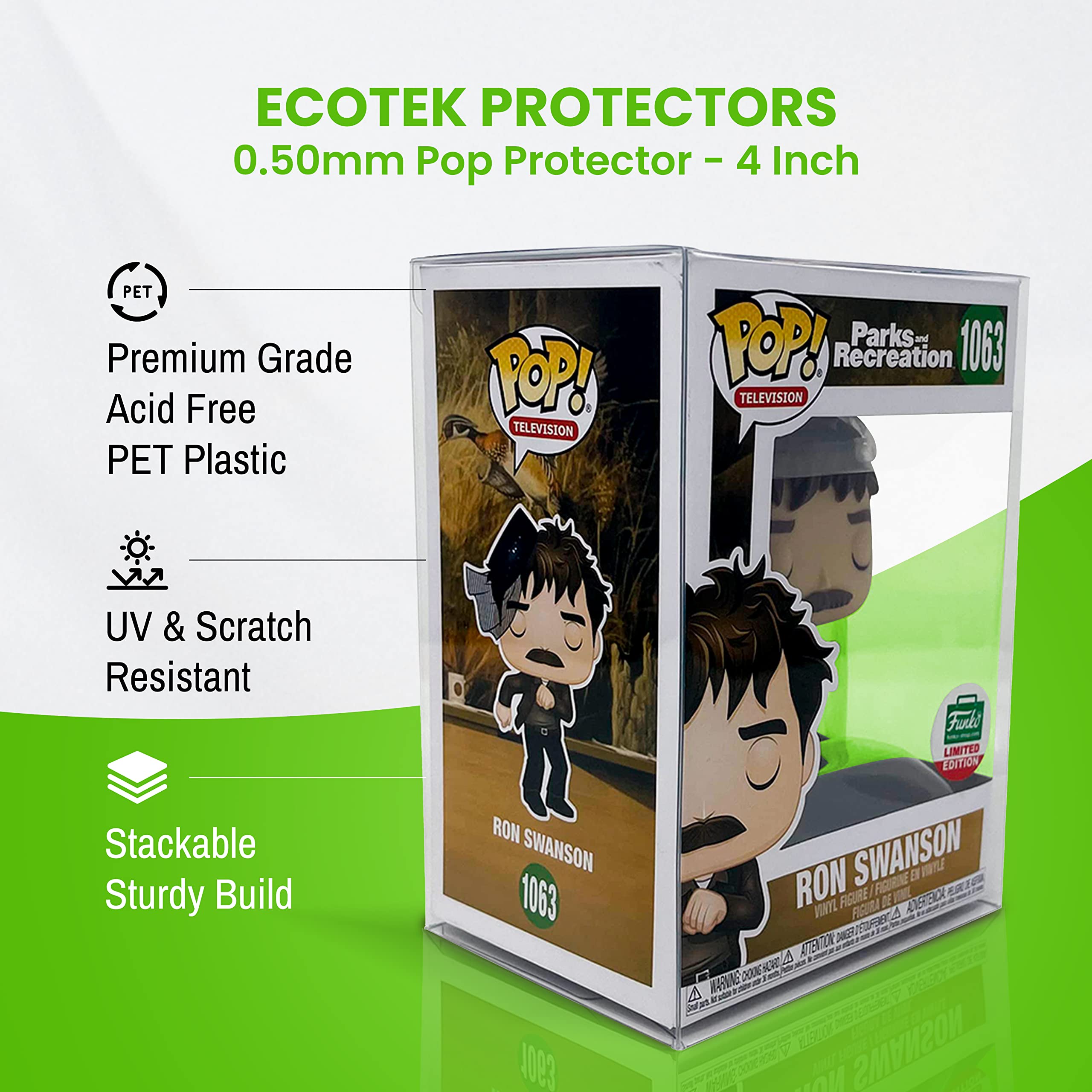 (80 Pack) EcoTEK Protectors Pop Protector Compatible with - 0.50mm 4" Inch Funko POP! Figures, Strong, Clear Pop Case, Acid Free