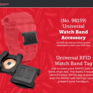 Hornady RFiD Watch Band Tag - Universal RFID Tag Attaches to your Watch Band, Opens Your RFID Safe - Keep Your Safe Key Accessible, Slips Onto Your Watch Band - Black Logo