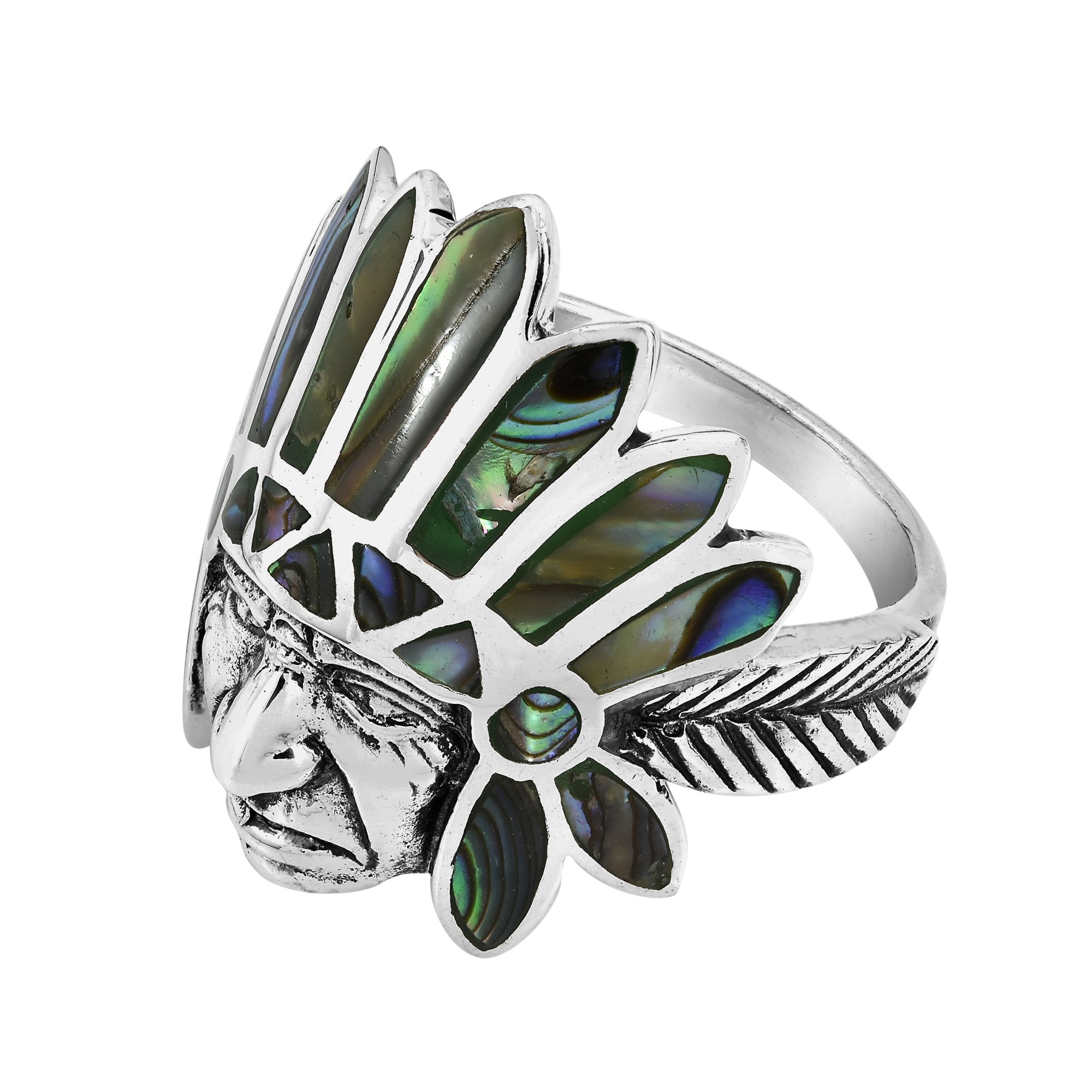 AeraVida Native American Style Abalone Shell Inlay .925 Sterling Silver Ring | Elegant Wedding Rings for Women | Casual Comfort Fit Silver Rings for Women, Men | Gift for Men (11)