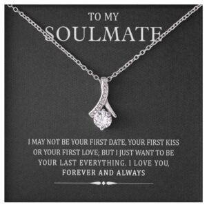 soulmate necklace for wife, girlfriend | to my soulmate necklace for women | luxurious gift box | ideal for valentine's day, christmas, birthdays | elegant 14k white gold over stainless steel