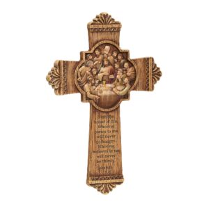 Joseph's Studio by Roman - Last Supper Wall Cross, Carved Wood Look, Renaissance Collection, 10.25" W, Resin and Stone, Decorative, Spiritual, Religious, Durable, Long Lasting