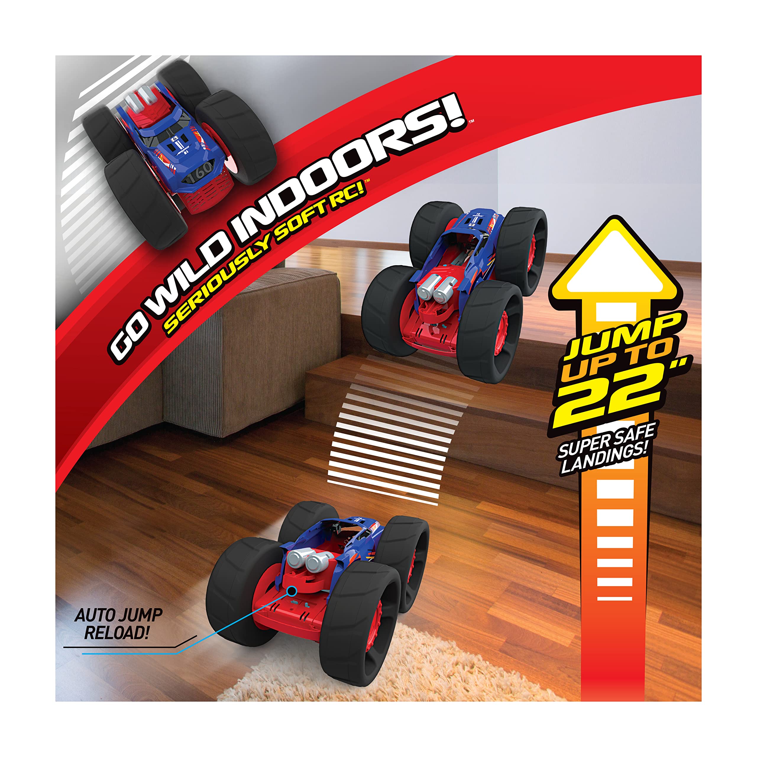 Air Hogs Super Soft, Jump Fury with Zero-Damage Wheels, Extreme Jumping Remote Control Car, Kids Toys for Kids 4 and up, 1:15 Scale