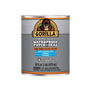 gorilla waterproof patch & seal liquid rubber sealant, crystal clear, 16oz (pack of 1)