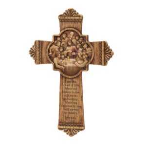 Joseph's Studio by Roman - Last Supper Wall Cross, Carved Wood Look, Renaissance Collection, 10.25" W, Resin and Stone, Decorative, Spiritual, Religious, Durable, Long Lasting