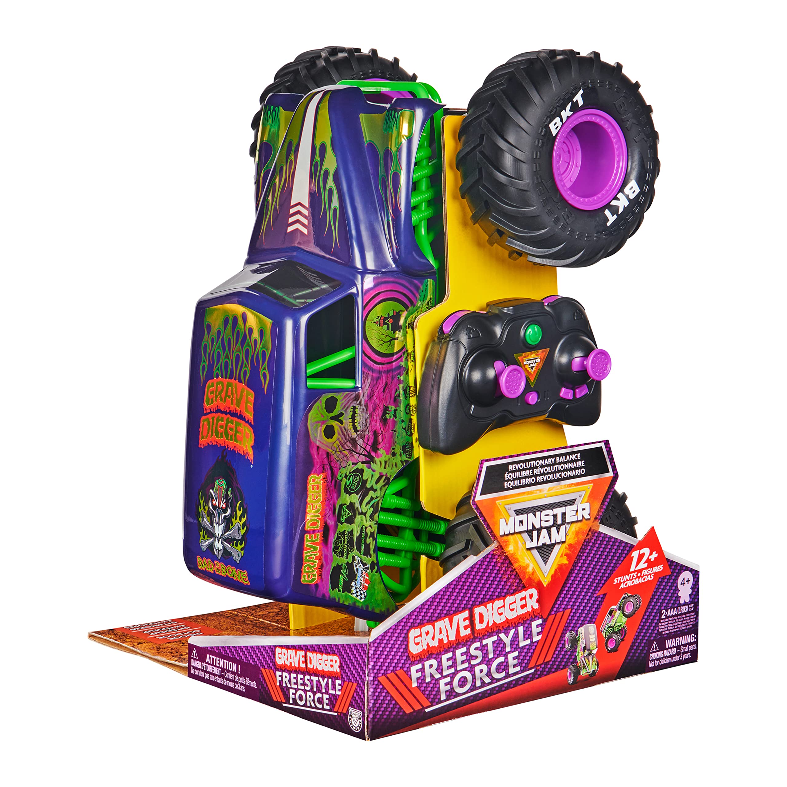 Monster Jam, Official Grave Digger Freestyle Force, Remote Control Car, Monster Truck Toys for Boys Kids and Adults, 1:15 Scale