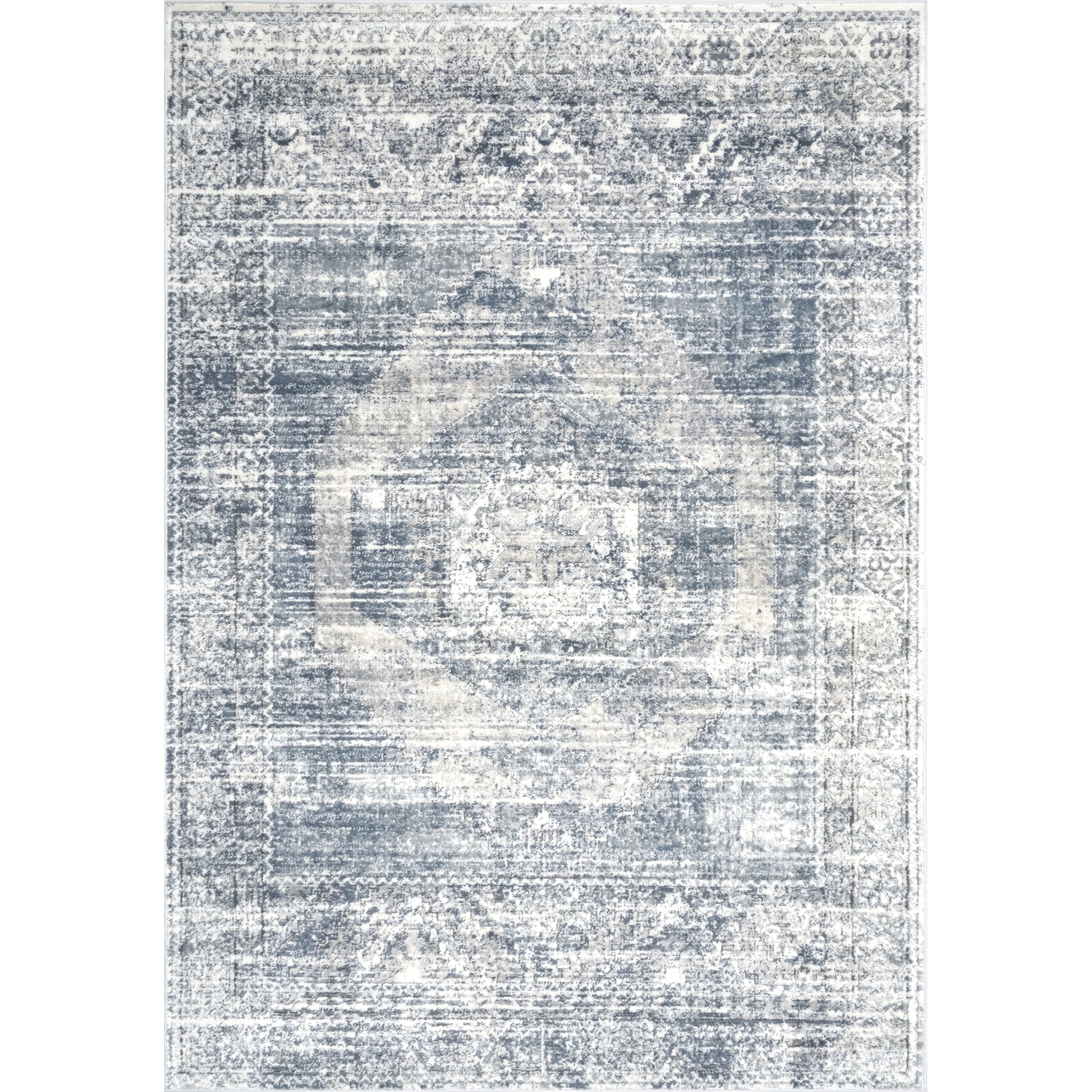 nuLOOM Jayla Barbed Iris Medallion Area Rug, 9x12, Blue