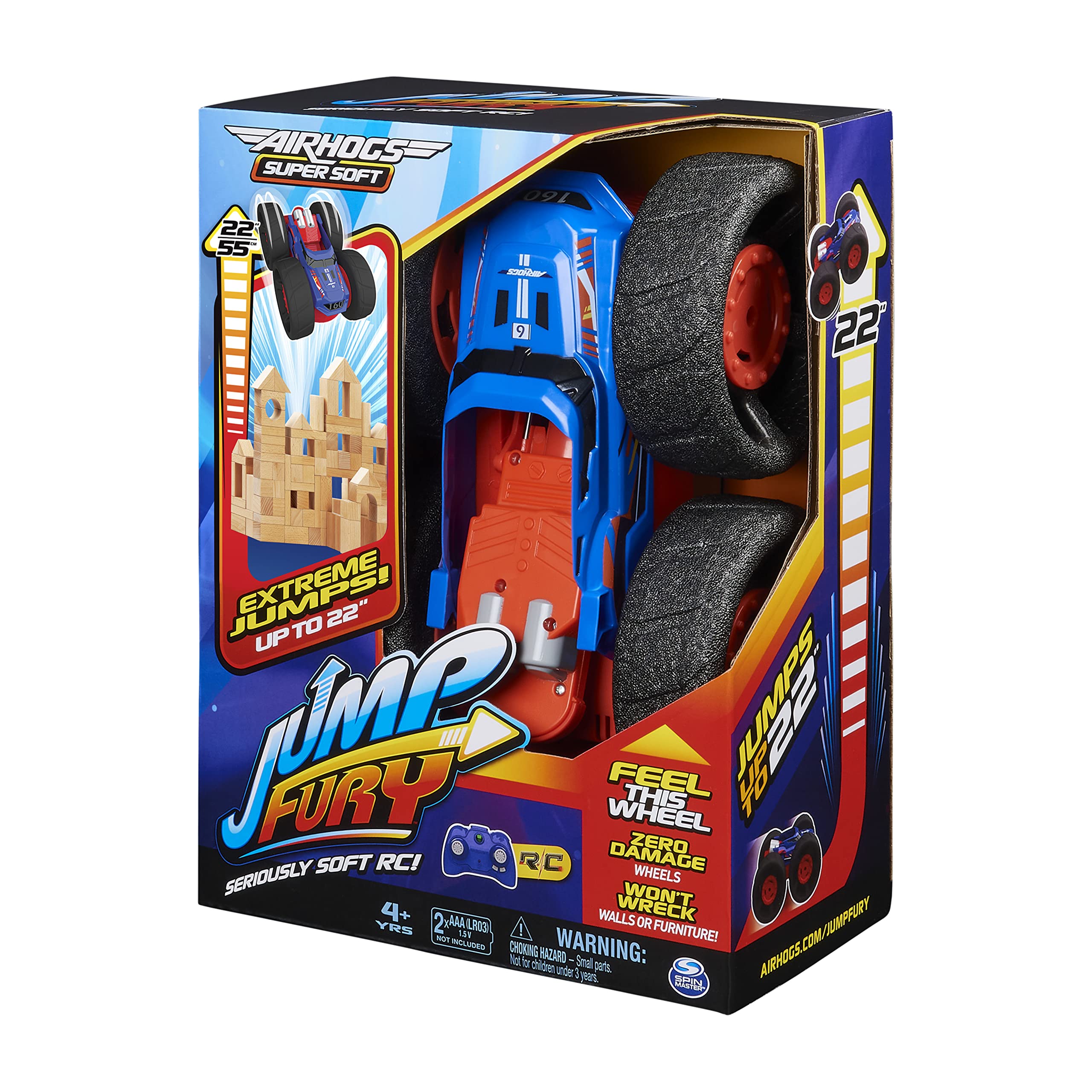 Air Hogs Super Soft, Jump Fury with Zero-Damage Wheels, Extreme Jumping Remote Control Car, Kids Toys for Kids 4 and up, 1:15 Scale