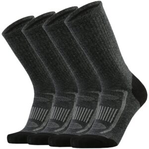 kmm men's merino wool cushion crew socks moisture wicking control medium weight warm for outdoor hiking hike trail cycling(darkgray xl)