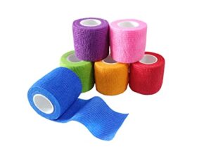 transun moo 6 pack 2" x 5 yards self adhesive bandage wrap breathable cohesive vet wrap for pets, elastic self-adherent tape for sports, wrist, ankle (mixed colors)