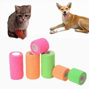 Transun Moo 6 Pack 2" x 5 Yards Self Adhesive Bandage Wrap Breathable Cohesive Vet Wrap for Pets, Elastic Self-Adherent Tape for Sports, Wrist, Ankle (Mixed Colors)