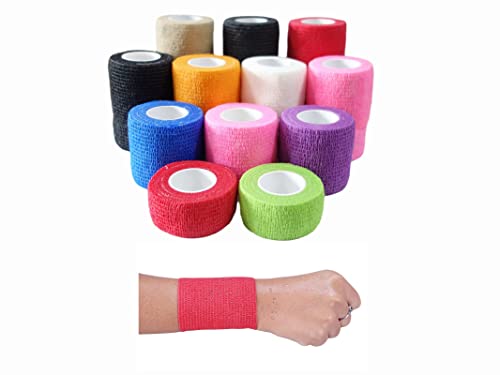 Transun Moo 6 Pack 2" x 5 Yards Self Adhesive Bandage Wrap Breathable Cohesive Vet Wrap for Pets, Elastic Self-Adherent Tape for Sports, Wrist, Ankle (Mixed Colors)