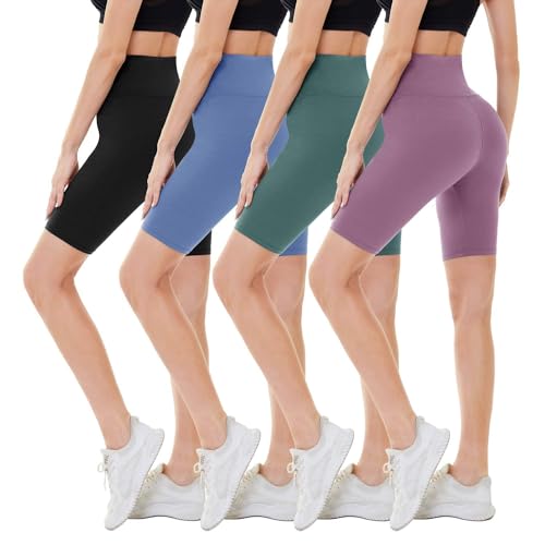 CAMPSNAIL 4 Pack Biker Shorts for Women High Waist - 3"/5"/8" Tummy Control Soft Athletic Yoga Workout Running Gym Shorts