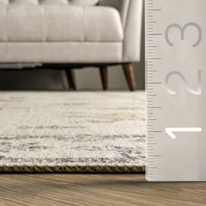 nuLOOM August Tribal Machine Washable Area Rug, 5' x 8', Light Grey, Rectangular, 0.15" Thick