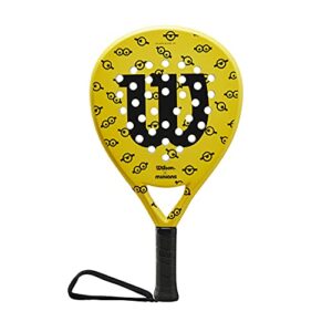 wilson minions junior eyes padel racket, for children, fibreglass/eva, 300 g, yellow/black, wr070611u0