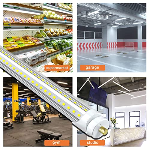 ELEKICO 75w 8ft Led Bulbs, 9500lm 5000k 8' Led Bulbs, V Shaped Clear Cover T8 Led Tube Lights 8ft, T8 Led Bulbs 8 Foot, 8' Led Replacement for T8 T10 T12 F96t12 Fluorescent Tubes