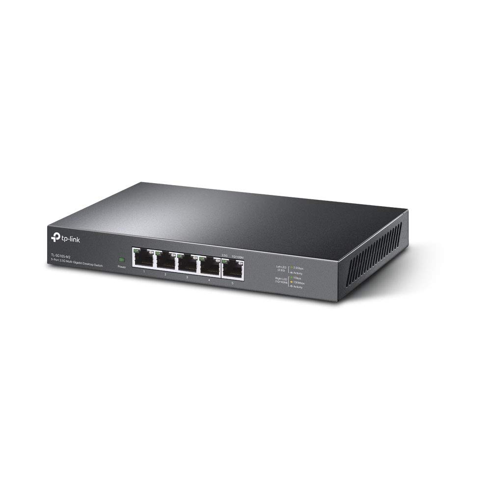 TP-Link Unmanaged 5-Port 2.5G Multi-Gigabit Desktop Switch, 802.3X Flow Control, 802.1p/DSCP QoS, Ideal for Small and Home Office with fanless Design, Metal Casing, Plug and Play (TL-SG105-M2)