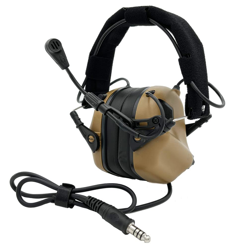 EARMOR M32 Tactical Headset Hunting & Shooting Earmuffs with Microphone, Sound Amplification, Nato TP120 Jacket, Coyote