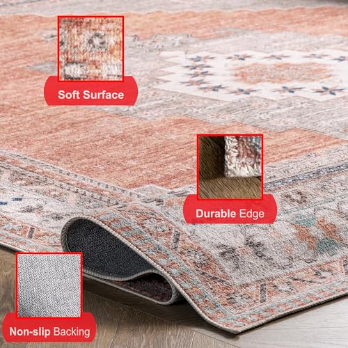 nuLOOM Alicia Machine Washable Medallion Ultra Thin Runner Rug, 2' 6" x 8', Rust