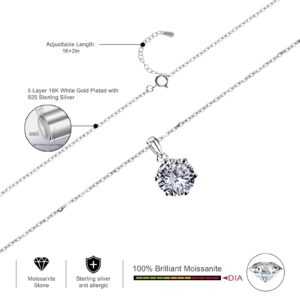 SecreTalk Moissanite Pendant Necklace 1-5CT 18K White Gold Plated silver D Color Ideal Cut Diamond Necklace for Women with Certificate of Authenticity (1CT)