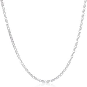 Next Level Jewelry Italian Box Chain Sterling Silver 1MM, 925 Sterling Silver Box Chain Necklace Women, Sterling Silver Chain Women, Thin Sterling Silver Necklace Chain Women Girl, 2.5mm,24