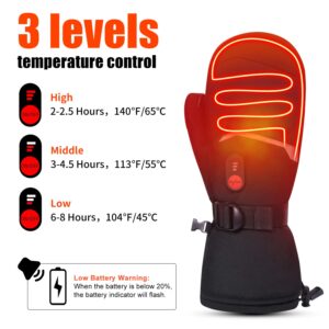 Heated Ski Gloves Mens Women Kids Mittens Electric Rechargeable Battery Gloves for Winter Skiing Skating Snow Camping Hiking Heated Arthritis Hand Warmer Gloves