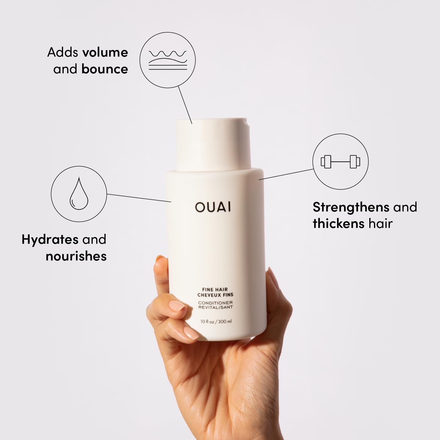 OUAI Fine Shampoo and Conditioner Set - Sulfate Free Shampoo and Conditioner for Fine Hair - Made with Keratin, Marshmallow Root, Shea Butter & Avocado Oil - Free of Parabens & Phthalates (10 Fl Oz)