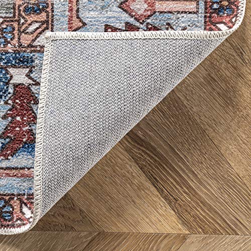 nuLOOM Eliza Machine Washable Traditional Medallion Ultra Thin Area Rug, 5x8, Multi