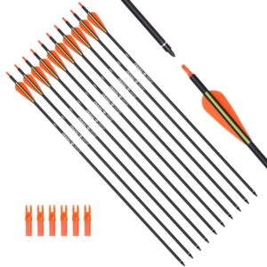 carbon arrow hunting arrows with 100 grain tip and removable tips for archery compound & recurve & traditional bow practice shooting targeting