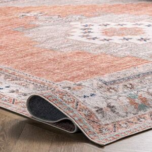 nuLOOM Alicia Machine Washable Medallion Ultra Thin Runner Rug, 2' 6" x 8', Rust