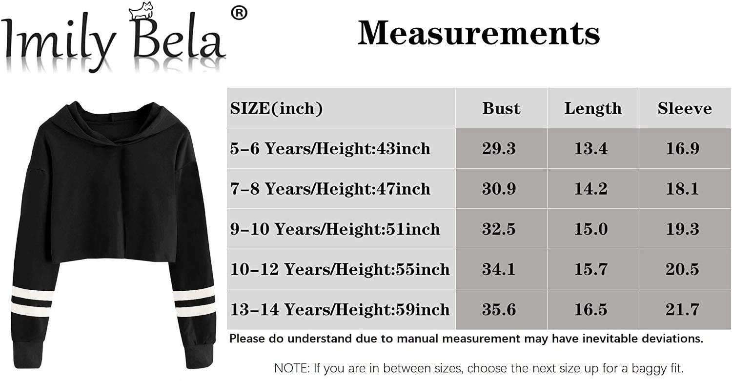 Imily Bela Kids Crop Tops Girls Striped Long Sleeve Fashion Hoodies Pullover Sweatshirts