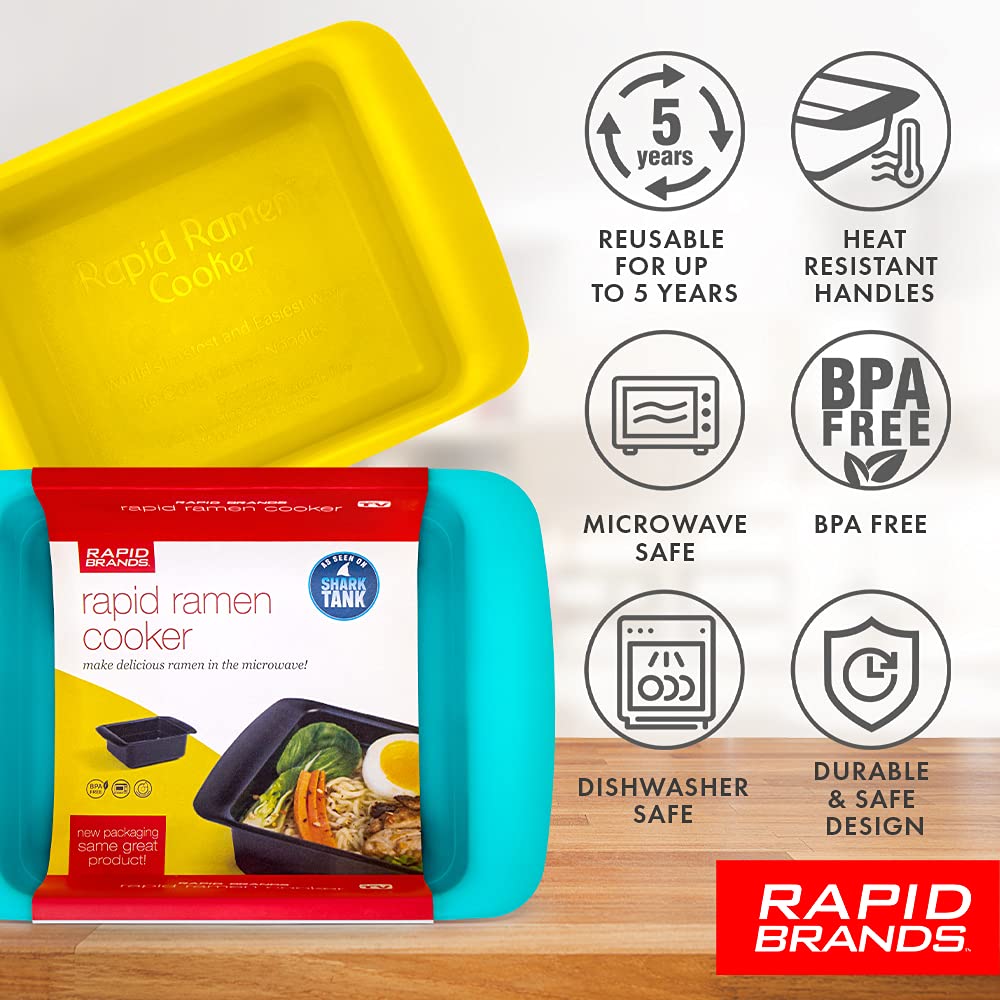 Rapid Ramen Cooker | Microwavable Cookware for Instant Ramen | BPA Free and Dishwasher Safe | Perfect for Dorm, Small Kitchen or Office | Blue