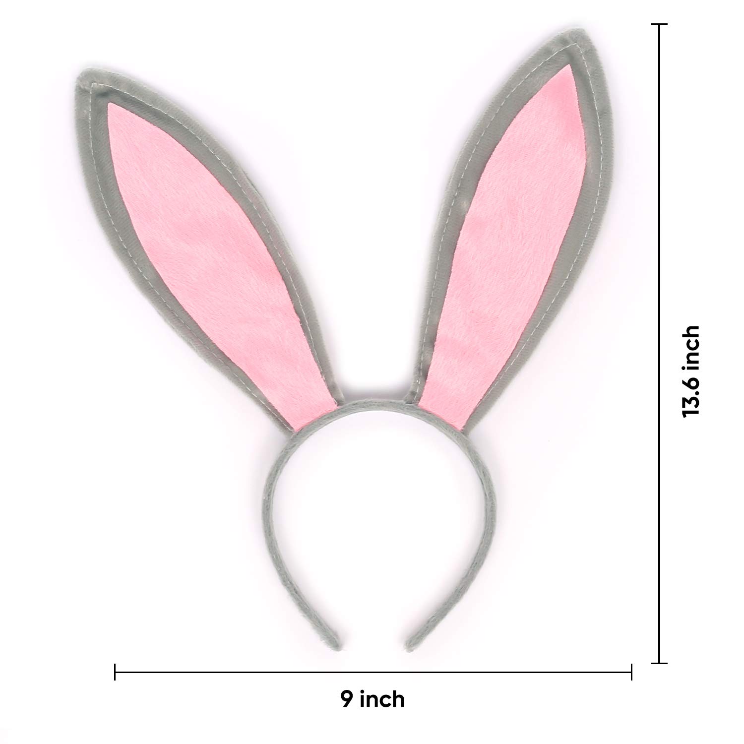 Funcredible Gray Bunny Ears Headband - Rabbit Ears Headband - Bunny Cosplay Costume Accessories - Bendable Bunny Ears for Kids and Adult