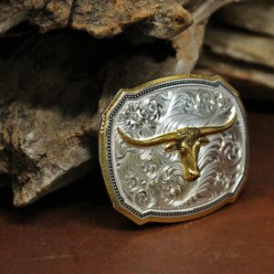 Montana Silversmiths Western Lifestyle Texas/Longhorn Made in the USA Buckle (Right Cut of the Rope Longhorn)